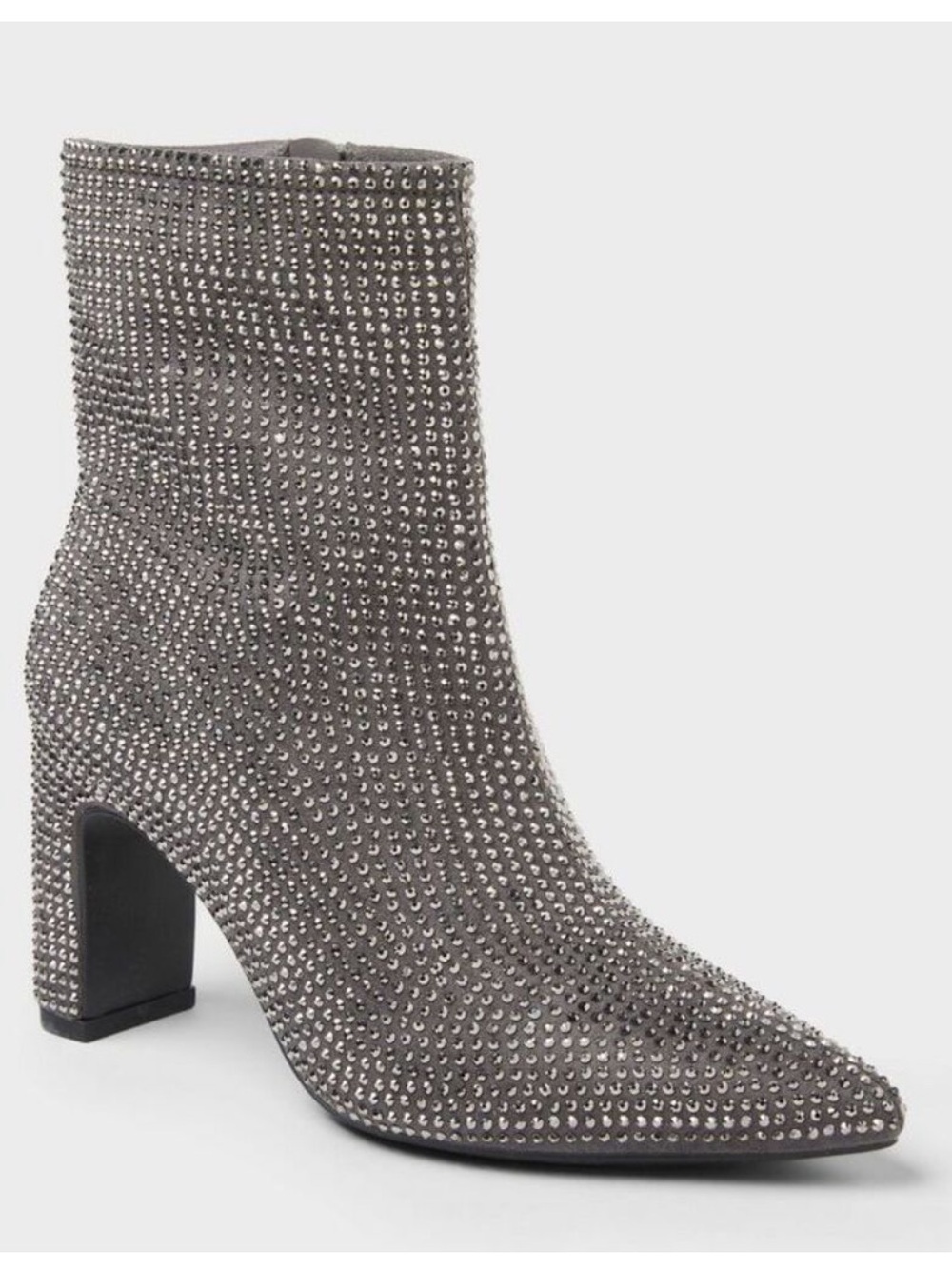 A New Day Gloria Low Shaft Heeled Boots Rhinestones Silver Size 10 Wide nwt